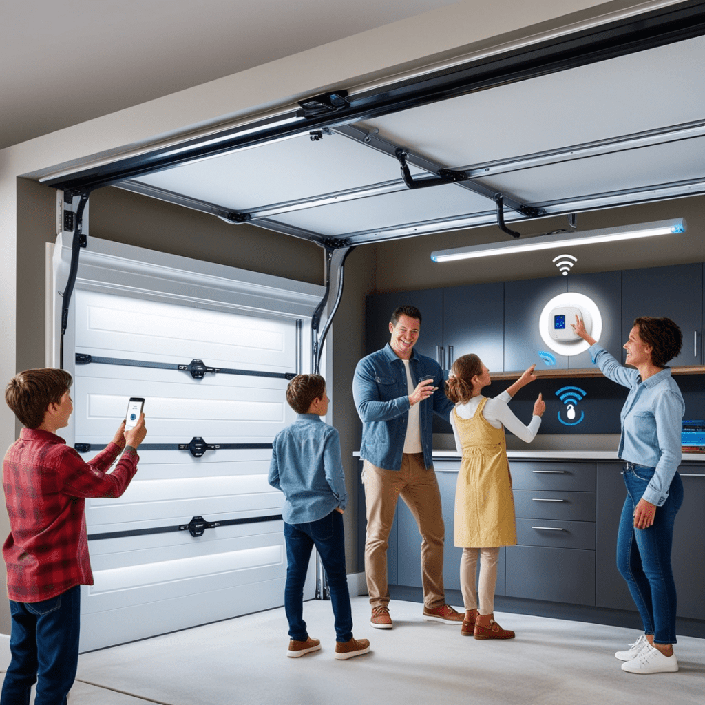 family in garage