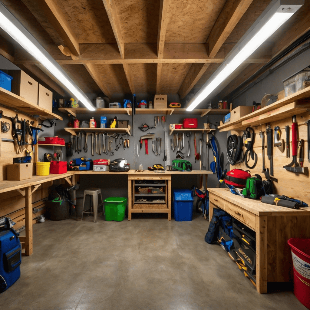 A well-organized garage interior