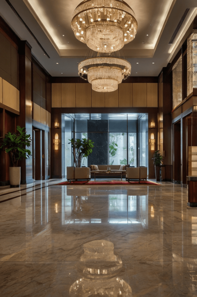  hotel with chandelier