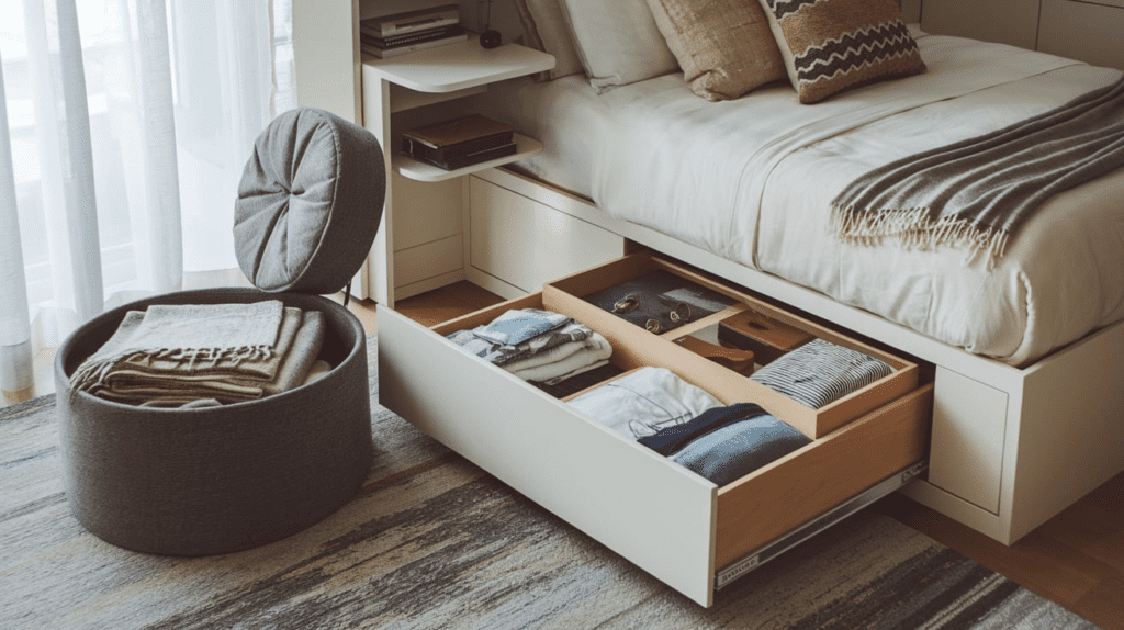 bed with built in storage