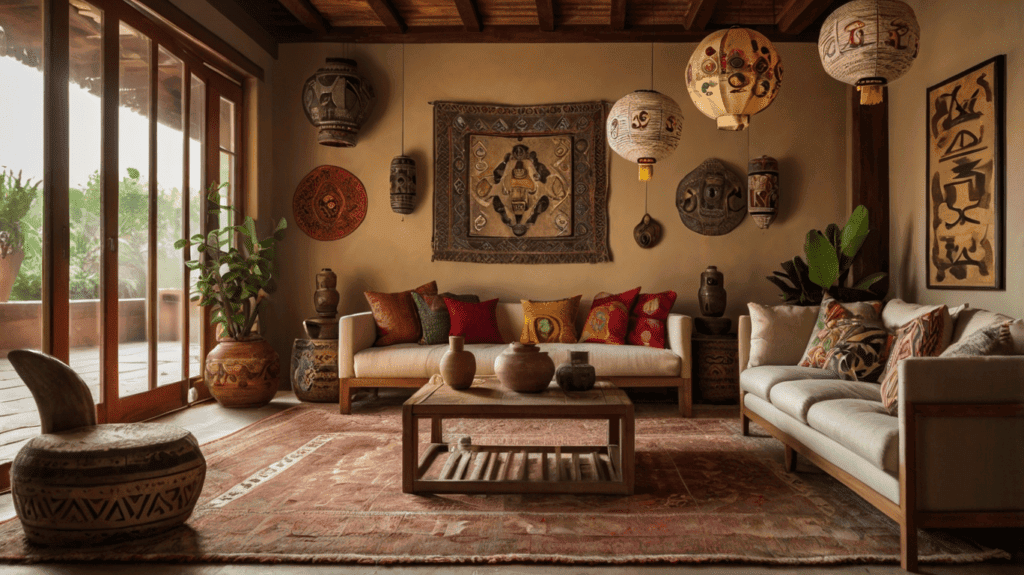 a blend of global decor elements