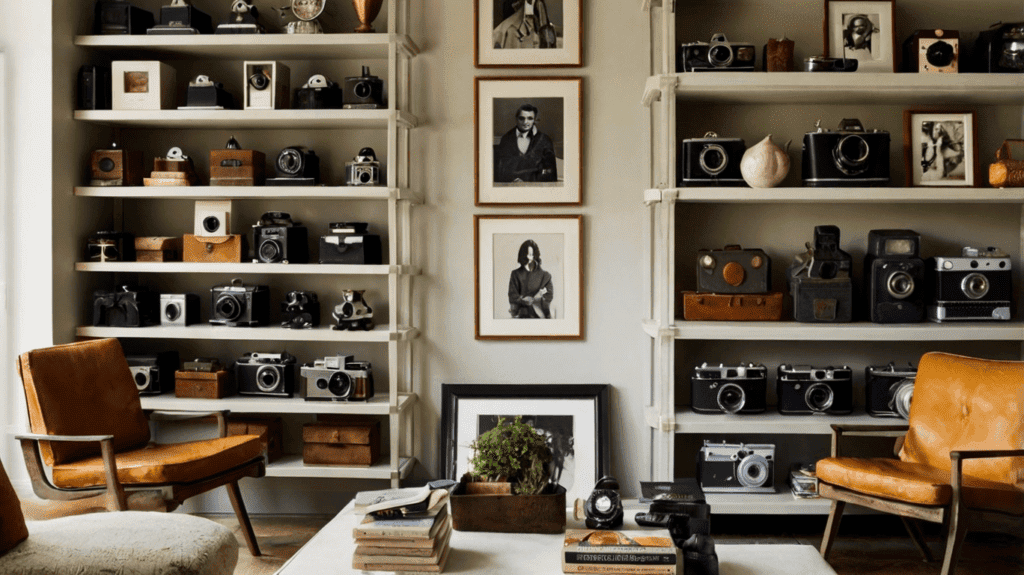 vintage cameras display