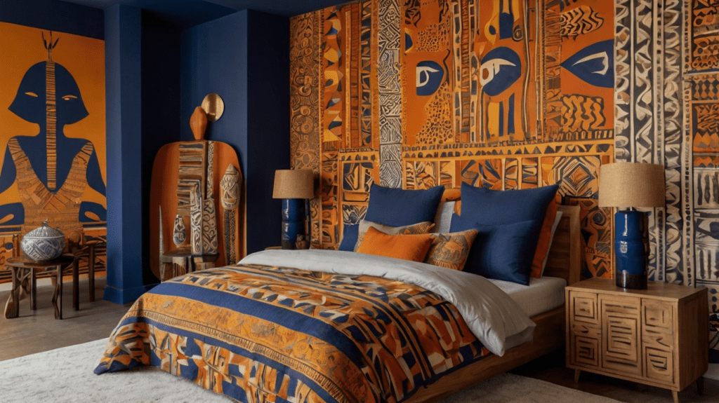 bedroom with african prints