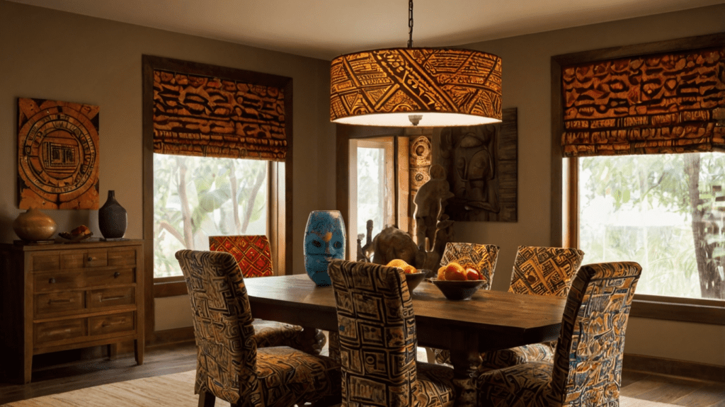 living room with african prints