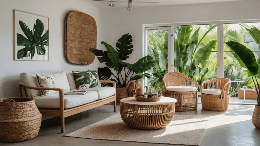 scandinavian interior with indoor plants